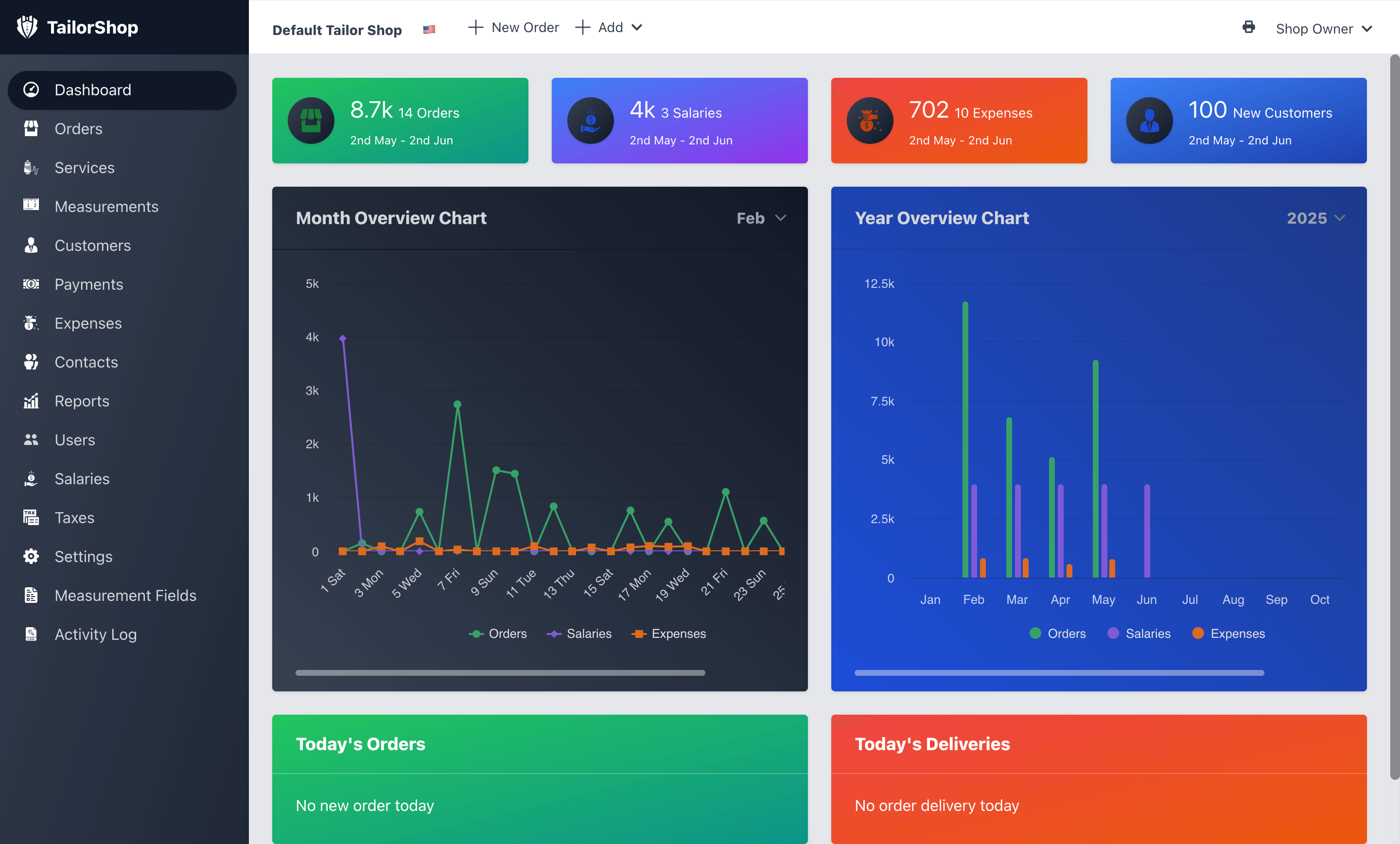 Tailor Shop Management System (Web Version) screenshot 1