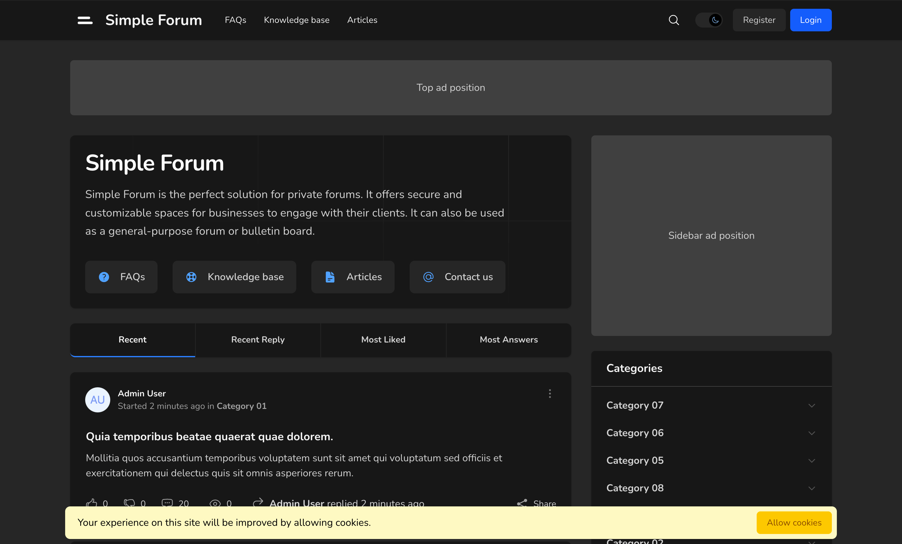 Simple Forum - Responsive Bulletin Board screenshot 1